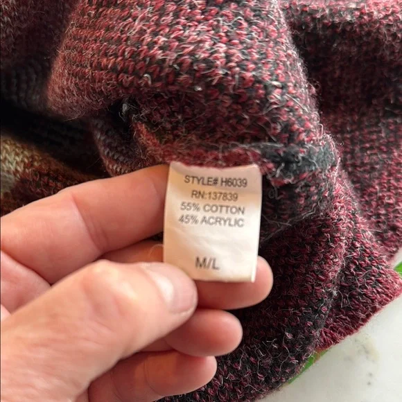 debut Maroon Aztec Open-Front Cardigan with Black and Light Blue Accents - Picture 7 of 8